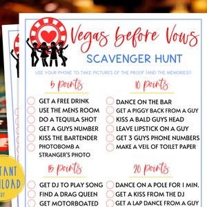 Juegos de despedida de soltera de Las Vegas / Juego de búsqueda del tesoro / Juegos divertidos de despedida de soltera / Despedida de soltera / Juegos de fiesta de Las Vegas / Vegas Then Vows