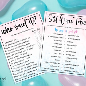 Old Wives Tales Who Said It Gender Reveal 2 Party Game Bundle This or ...