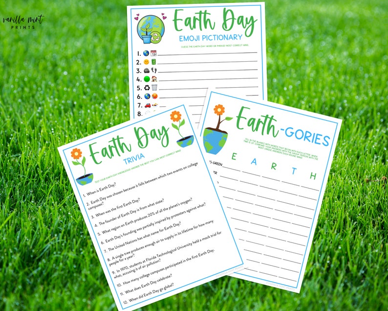 Earth Day 10 Game BUNDLE Fun Printable Spring Games Environmental Activity for Adults & Kids Save The Planet Earth Day Trivia Games image 4
