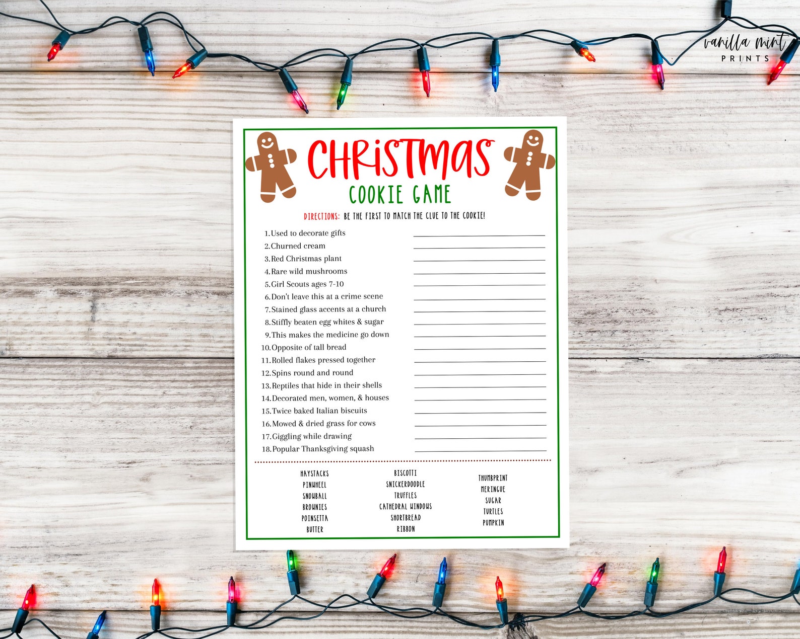 Christmas Cookie Game Game Christmas Trivia Printable Games Etsy