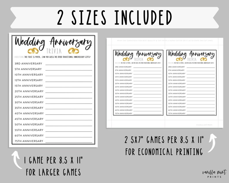 Anniversary Games Wedding Anniversary Trivia Fun - Etsy
