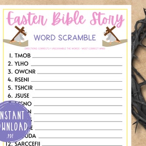 Easter Bible Story Word Scramble Game | Printable Easter Games | Party Games | Easter Activities for Adults and Kids | Fun Easter Dinner