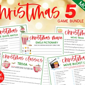 Christmas Movie Game BUNDLE | 5 Christmas Movies Printable Games | Christmas Day | Holiday Movie Party Games | Christmas Film Games