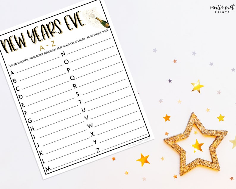 New Years Eve AZ Word List Game New Years Printable Games Etsy