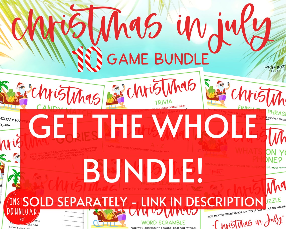 Christmas in July Trivia Party Game Beach Christmas Etsy