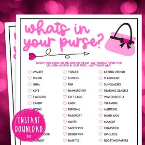 Galentine's Day Whats In Your Purse Game | Party Games | Girls Night Out | Valentines Day | Ladies Night | Girl Night In | Scavenger Hunt