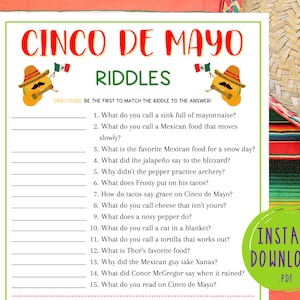 Cinco de Mayo Riddles Party Game | Mexican Party Games | Fun Cinco de Mayo Games | Fiesta | Jokes | Funny Games for Adults & Kids