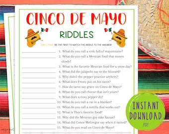 Cinco de Mayo Riddles Party Game | Mexican Party Games | Fun Cinco de Mayo Games | Fiesta | Jokes | Funny Games for Adults & Kids