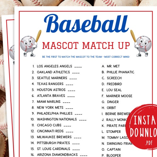 Baseball Trivia Game Bundle Printable PDF Kids Party Game - Etsy