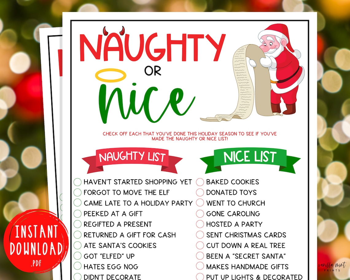 Holiday Office Party Naughty or Nice Game Fun Xmas Games - Etsy