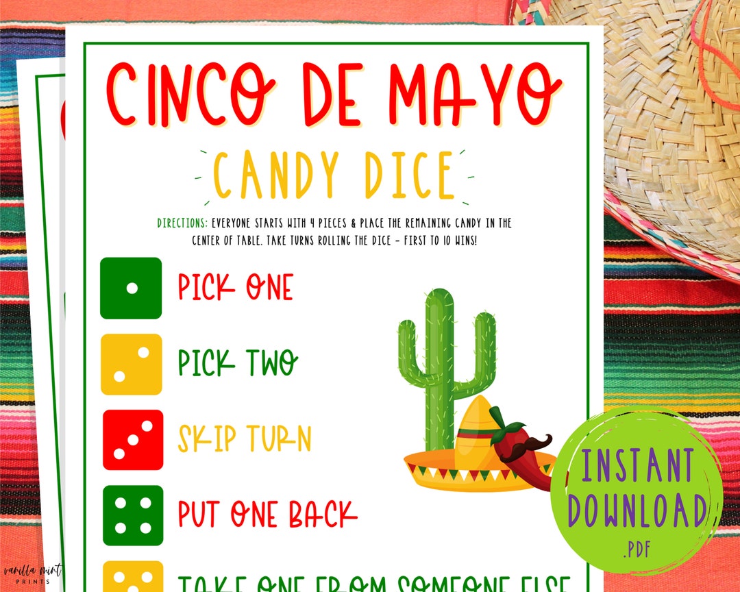 Cinco De Mayo Candy Dice Game Classroom Game Mexican Party Games Fun