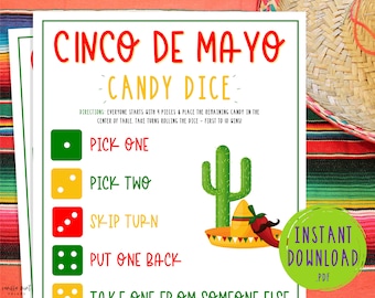 Cinco de Mayo Candy Dice Game | Classroom Game | Mexican Party Games | Fun Cinco de Mayo Games | Party Games for Adults & Kids | Fiesta