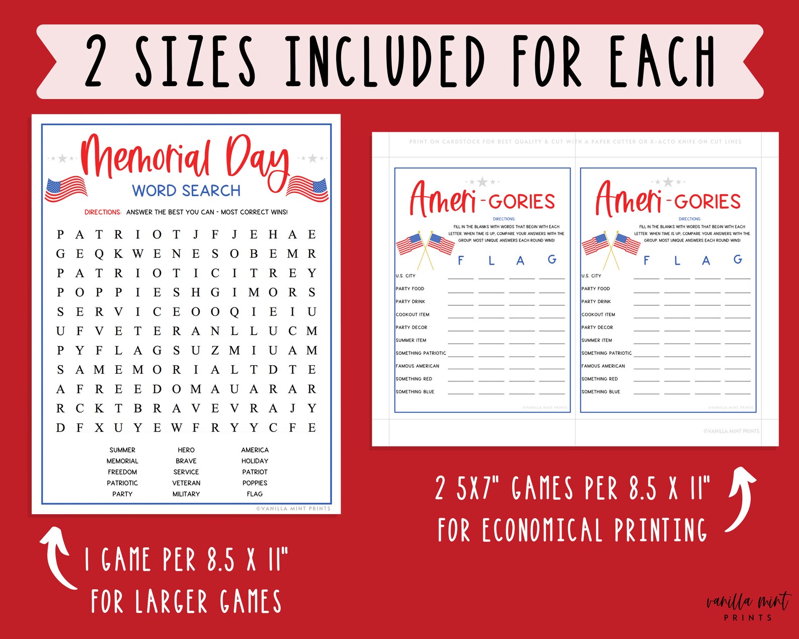 Download Memorial Day 10 Game BUNDLE Printable Memorial Day Party ...