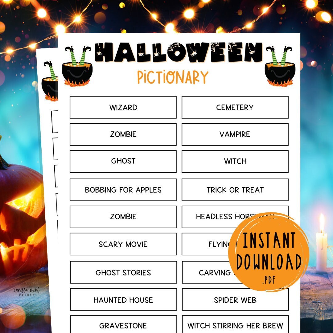 Halloween Pictionary Game 33 Halloween Pictionary Printable Teen ...