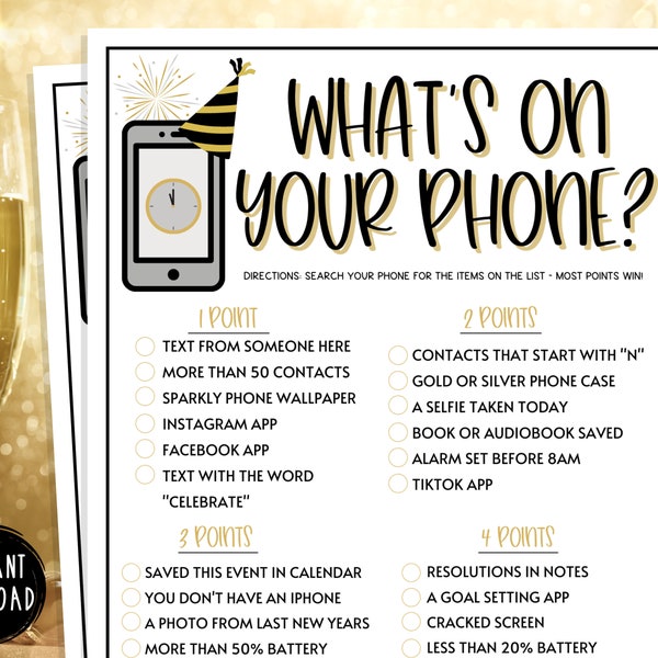 New Years Eve Whats On Your Phone Game | Fun New Years Eve Party Games | NYE | Adult & Kids New Years Party Games | 2022 - 2023 NYE