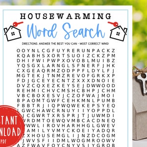 Housewarming Party Games | Word Search | Fun Housewarming Party Games | New Homeowner | New House | First Home | Celebrate Your New Home