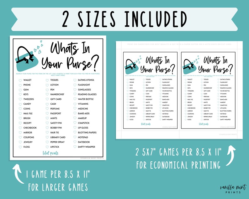 Family Reunion Whats in Your Purse Party Games Family - Etsy
