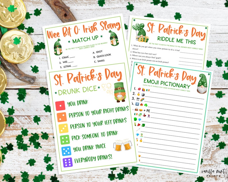 St. Patrick's Day 10 Game BUNDLE Volume 2 Irish Fun St. Patty's Day St. Paddy's St. Pats Printable Party Games for Kids & Adults image 5