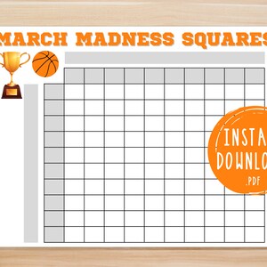 March Madness Game Squares | Printable March Madness Party Games | NCAA ...
