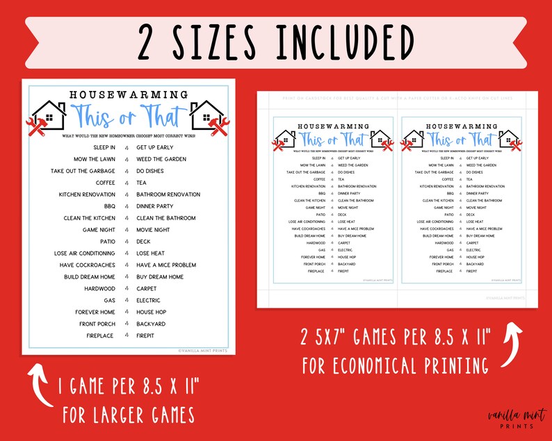 Housewarming Party Games This or That Fun Housewarming Etsy