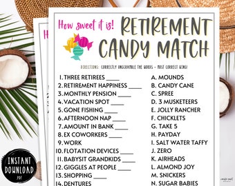 Retirement Party Games Retirement Candy Match Fun - Etsy Retirement Party Games Retirement Candy Match Fun - Etsy