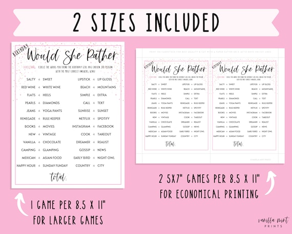 Birthday Would She Rather Blue Would She Rather Birthday Game Adult Birthday Instant Download Printable 123