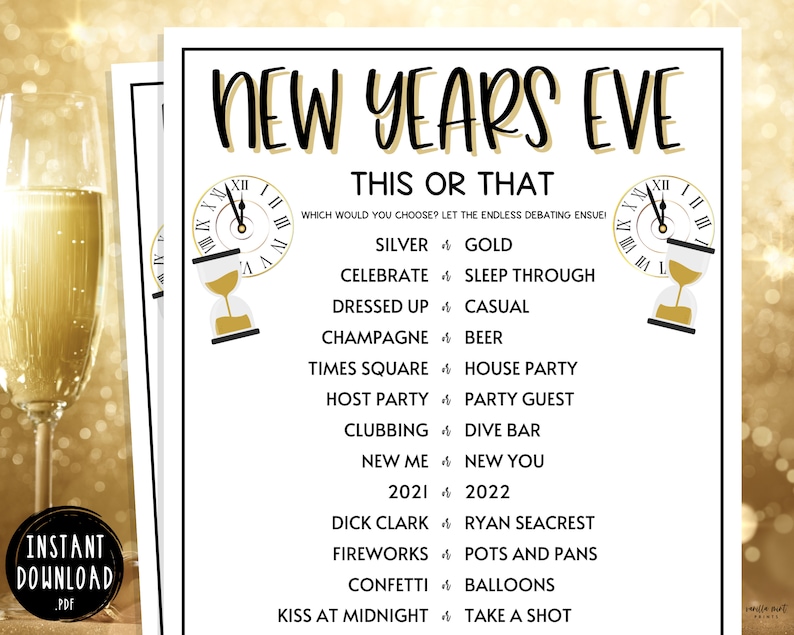 New Years Eve This or That Game New Years Games New Years Etsy
