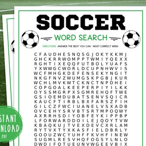 Soccer Word Search Game | Printable Soccer Team Party Games | Futbol ...
