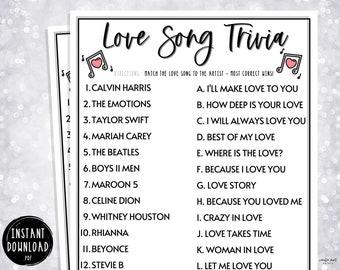 Anniversary Games | Love Song Trivia Game | Fun Anniversary Party Games | Love Trivia Games | Wedding Anniversary Funny Games | Valentine's