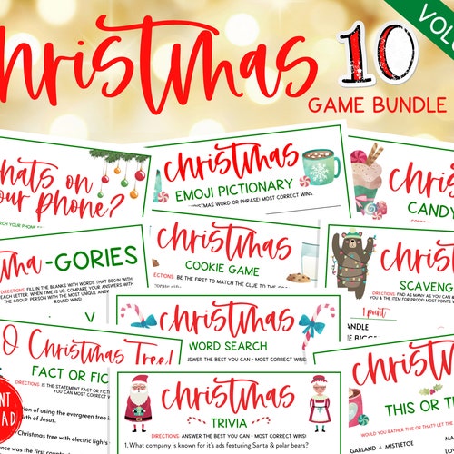Printable Christmas Game Bundle 4 Pack Holiday Party Games Etsy