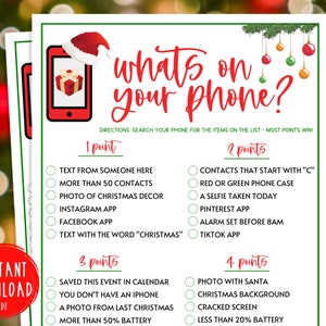Christmas Whats on Your Phone Game Xmas Scavenger Hunt Games Fun ...