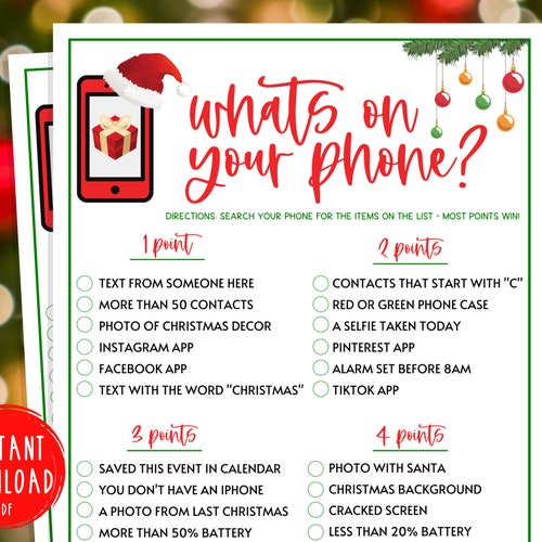 Holiday Office Party Whats on Your Phone Game Xmas Games - Etsy