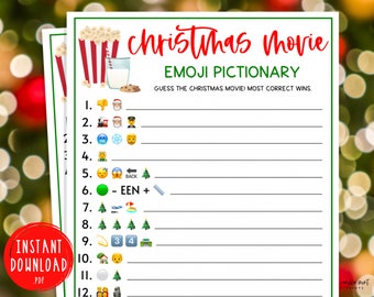 Christmas Movies Emoji Pictionary Game | Xmas Movie Emoji Games | Fun Christmas Game | Holiday Games | Christmas Party Games | Kids & Adults