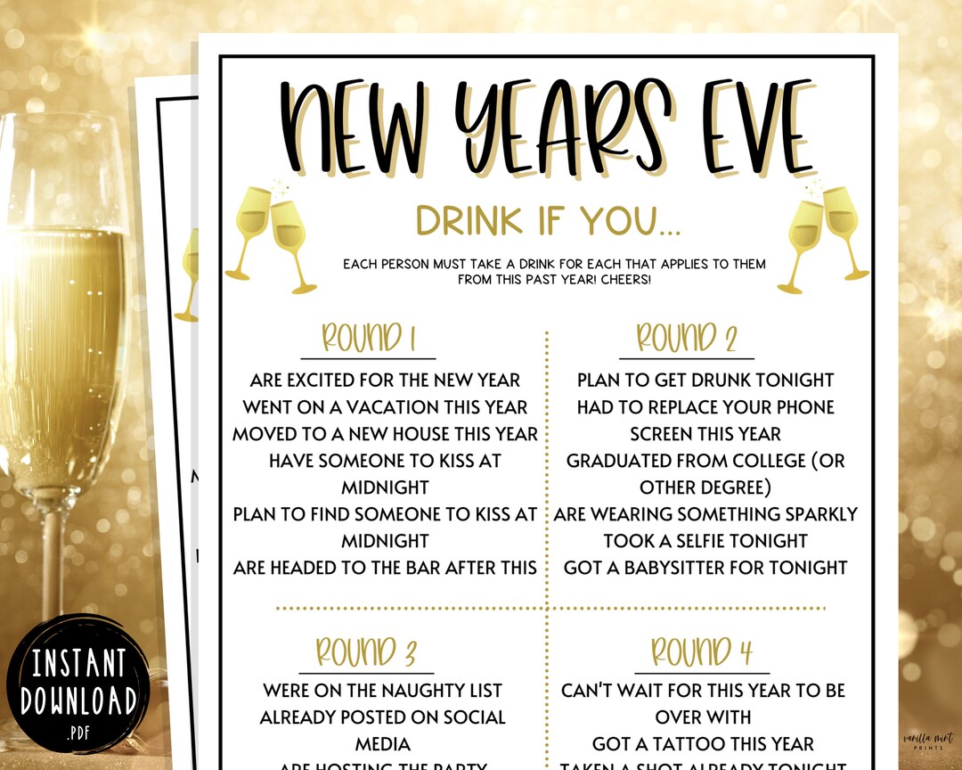 New Years Eve Drink If Game New Years Games New Years Eve Party Games ...