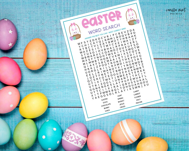 Easter Word Search Printable Easter Games Party Games - Etsy