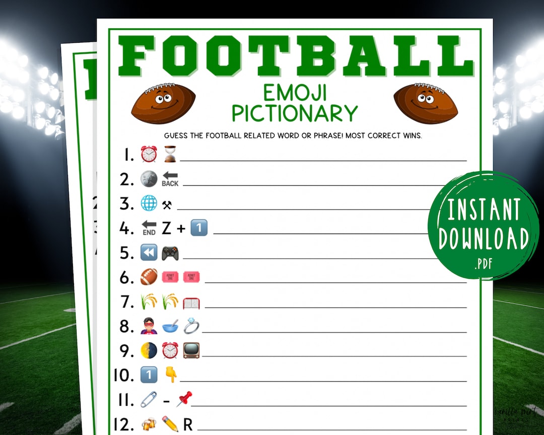 Football Emoji Pictionary Game Super Bowl Party Games Printable