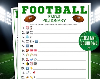 Football Emoji Pictionary Game | Super Bowl Party Games | Printable Professional Football Sunday Football | Tailgate | Fantasy Football