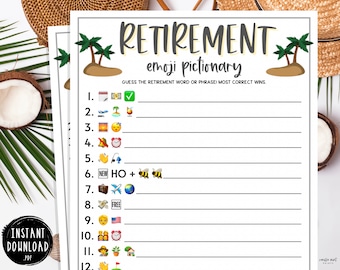 Retirement Emoji Pictionary Party Games | Retirement Game | Fun Retirement Party Games | Funny Games for Work | Games for Adults & Kids