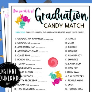 Graduation Games | Candy Match | Fun Graduation Party Games | Class of 2024 | Grad Party Games | High School or College Graduate | How Sweet