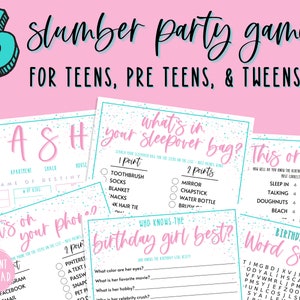 Teen Slumber Party Games | 6 Game Bundle | Girls Sleepover Birthday Party Games | Pajama Party | PreTeen | Tween | Fun Girls Birthday Games