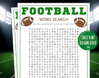 Football Word Search Game | Super Bowl Party Games | Printable Super Bowl Game | Football Sunday Football | Tailgate | Fantasy Football