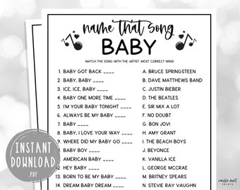 Name That Song Baby Game | Fun Minimalist Baby Shower Party Games | Music Trivia | Baby Sprinkle | Gender Reveal | Boy Girl | Gender Neutral