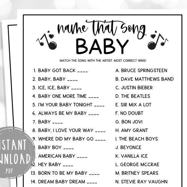 Name That Song Baby Game | Fun Minimalist Baby Shower Party Games | Music Trivia | Baby Sprinkle | Gender Reveal | Boy Girl | Gender Neutral