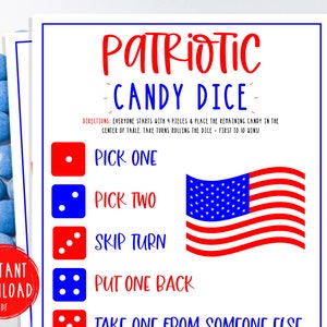 Patriotic Candy Dice Game | Fourth of July Party Games for Kids | Kids Games | Fun Activity | Classroom | Candy Game | Memorial Labor Day