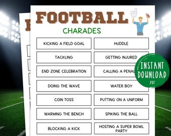 Football Charades Game | Sunday Football Party Games | Printable Super Bowl Party Game | Activities for Adults & Kids | Pictionary