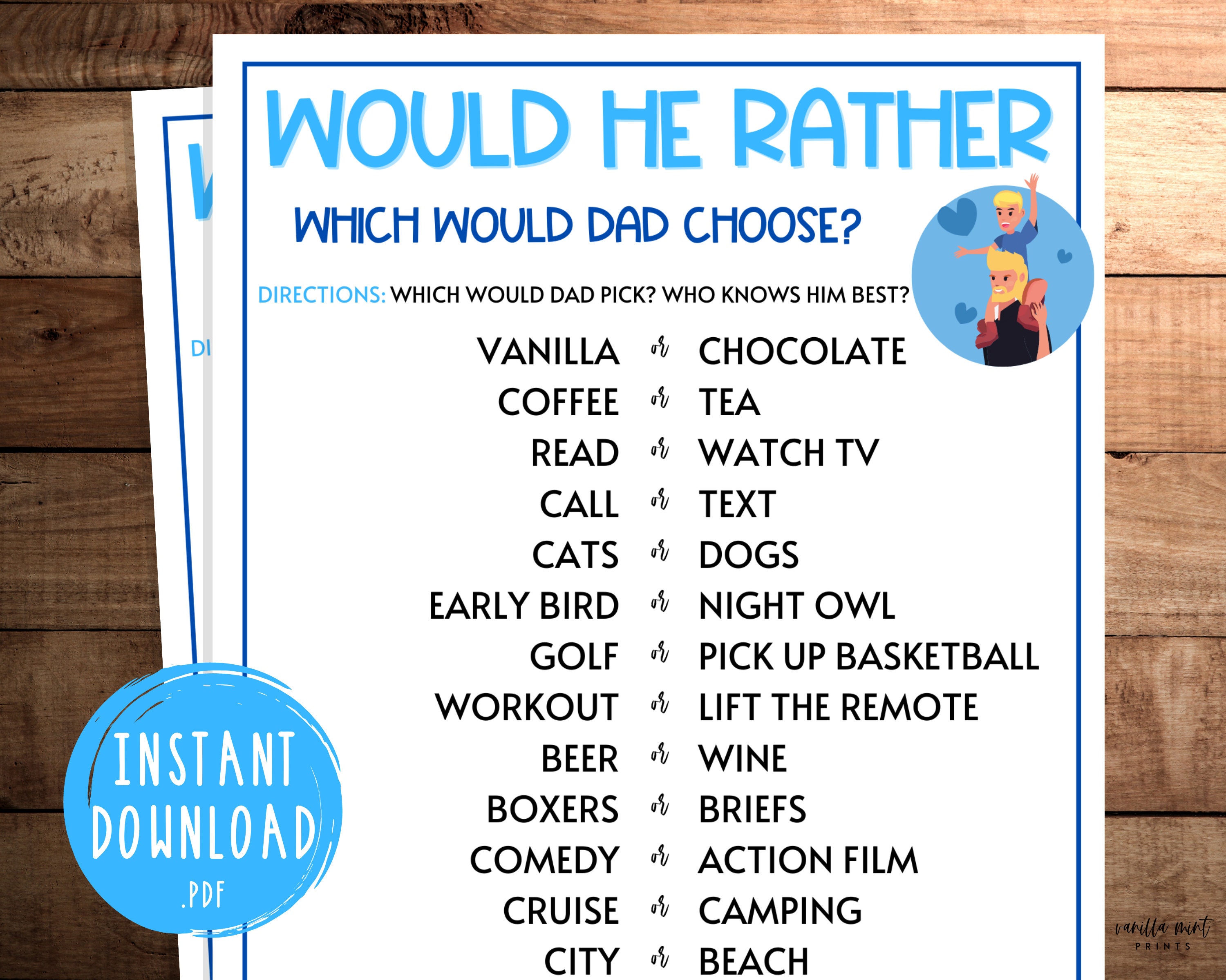Funny Father's Day Would You Rather Edition