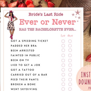 Bride&#39;s Last Ride Bachelorette Party Games | Ever or Never | Never Have I Ever | Hen Party | How Well Do You Know Bride | Last Hoe Down