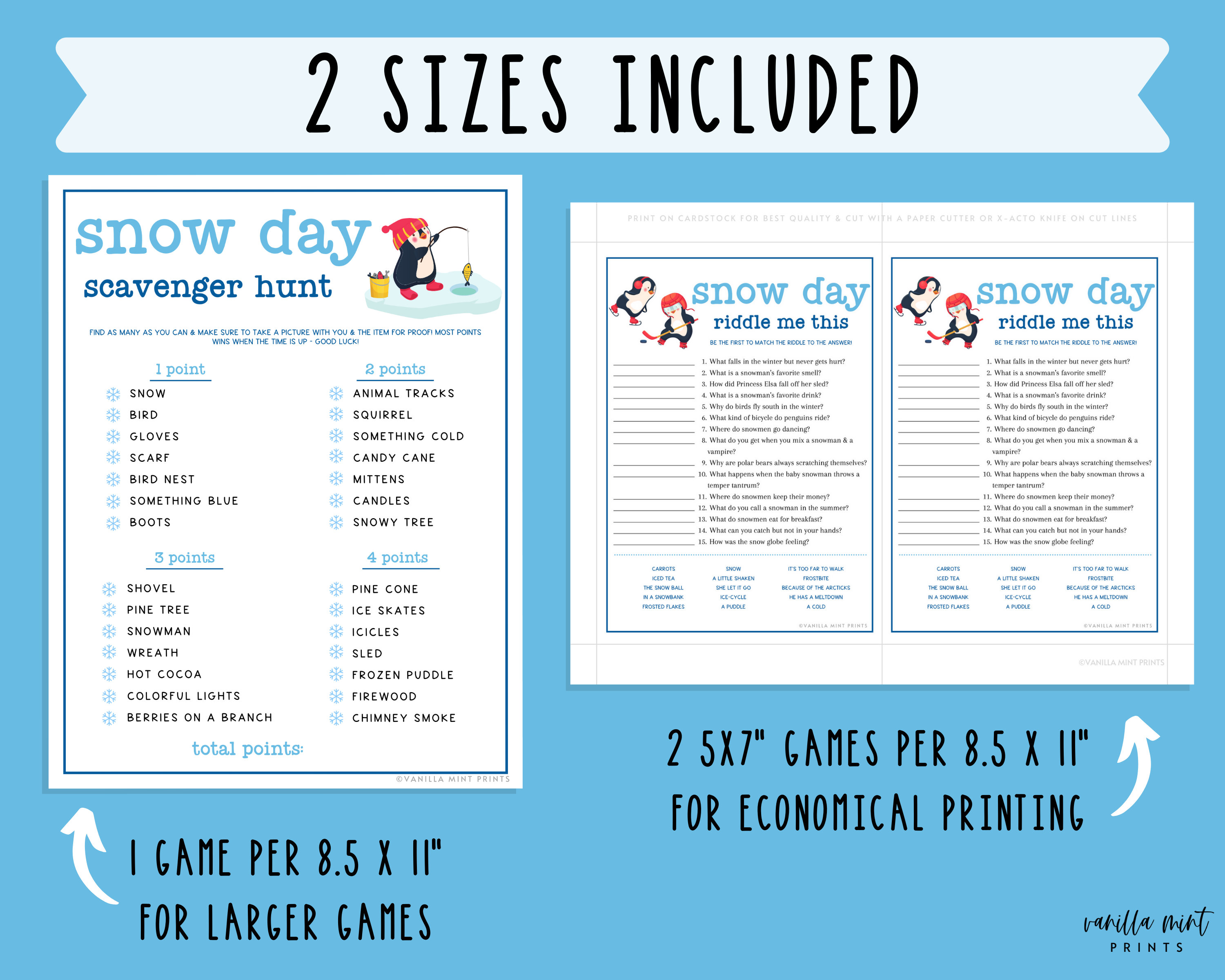snow day scavenger hunt game | fun printable winter game