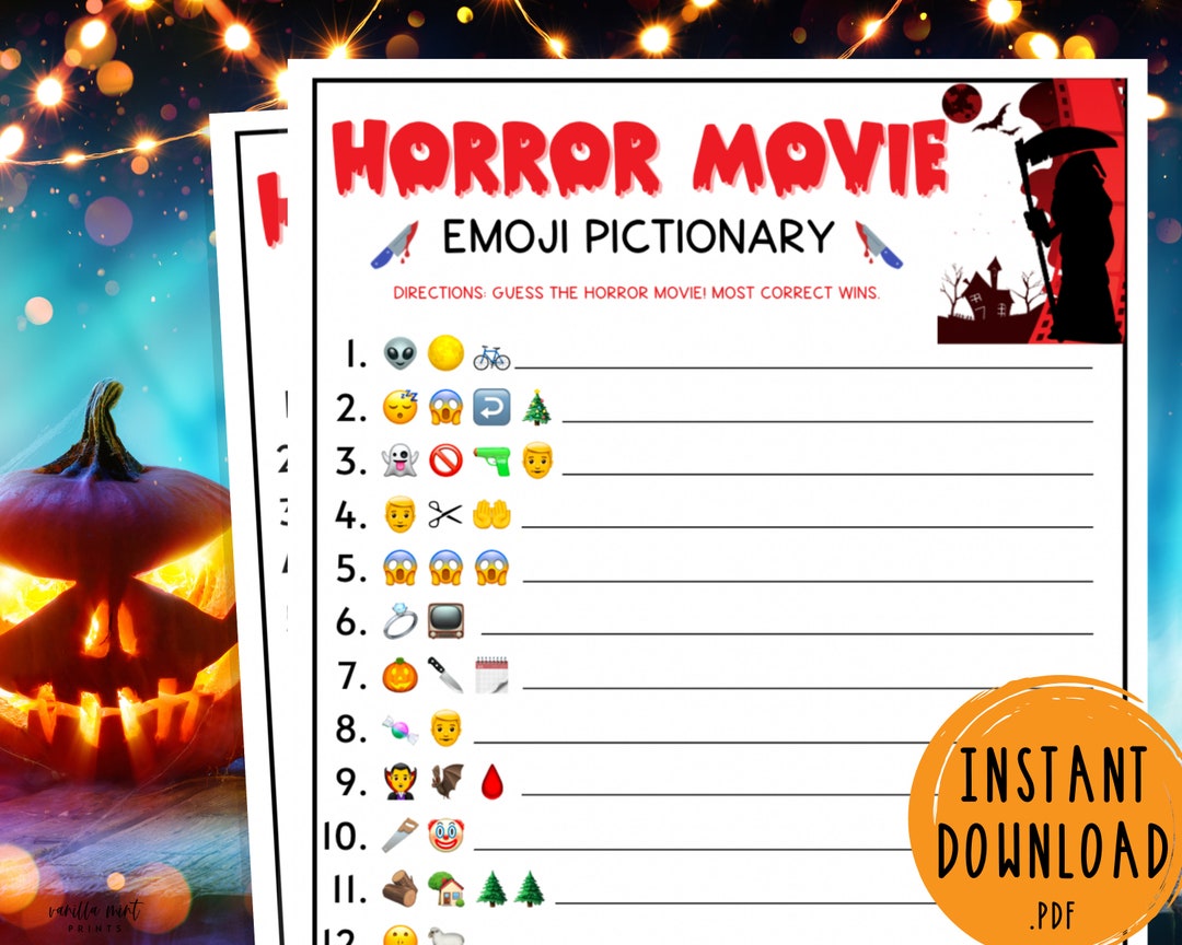 Halloween Horror Movie Emoji Pictionary Party Game  Halloween