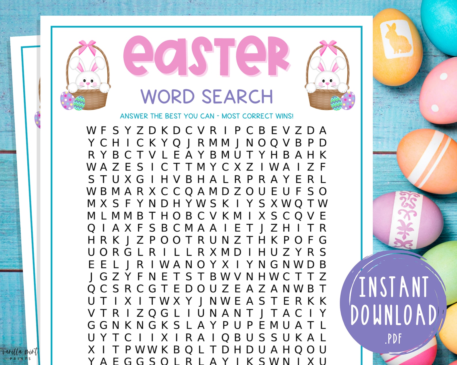 Easter Word Search Printable Easter Games Party Games - Etsy